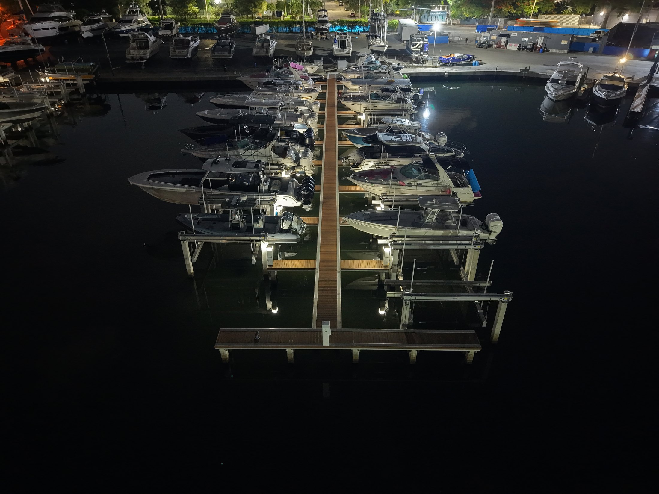 Marina boat lift installation