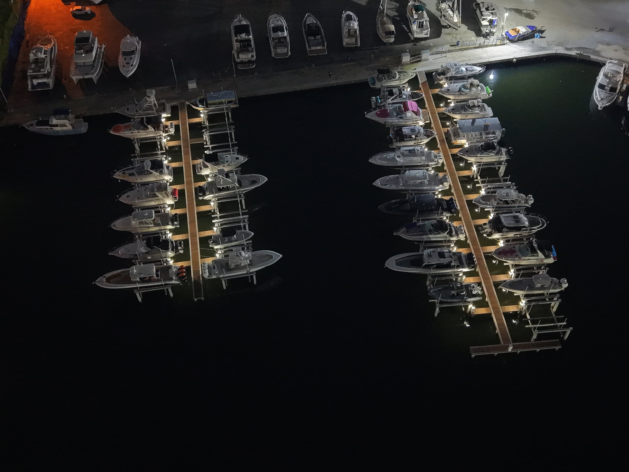 Aerial view of boat lift marina project
