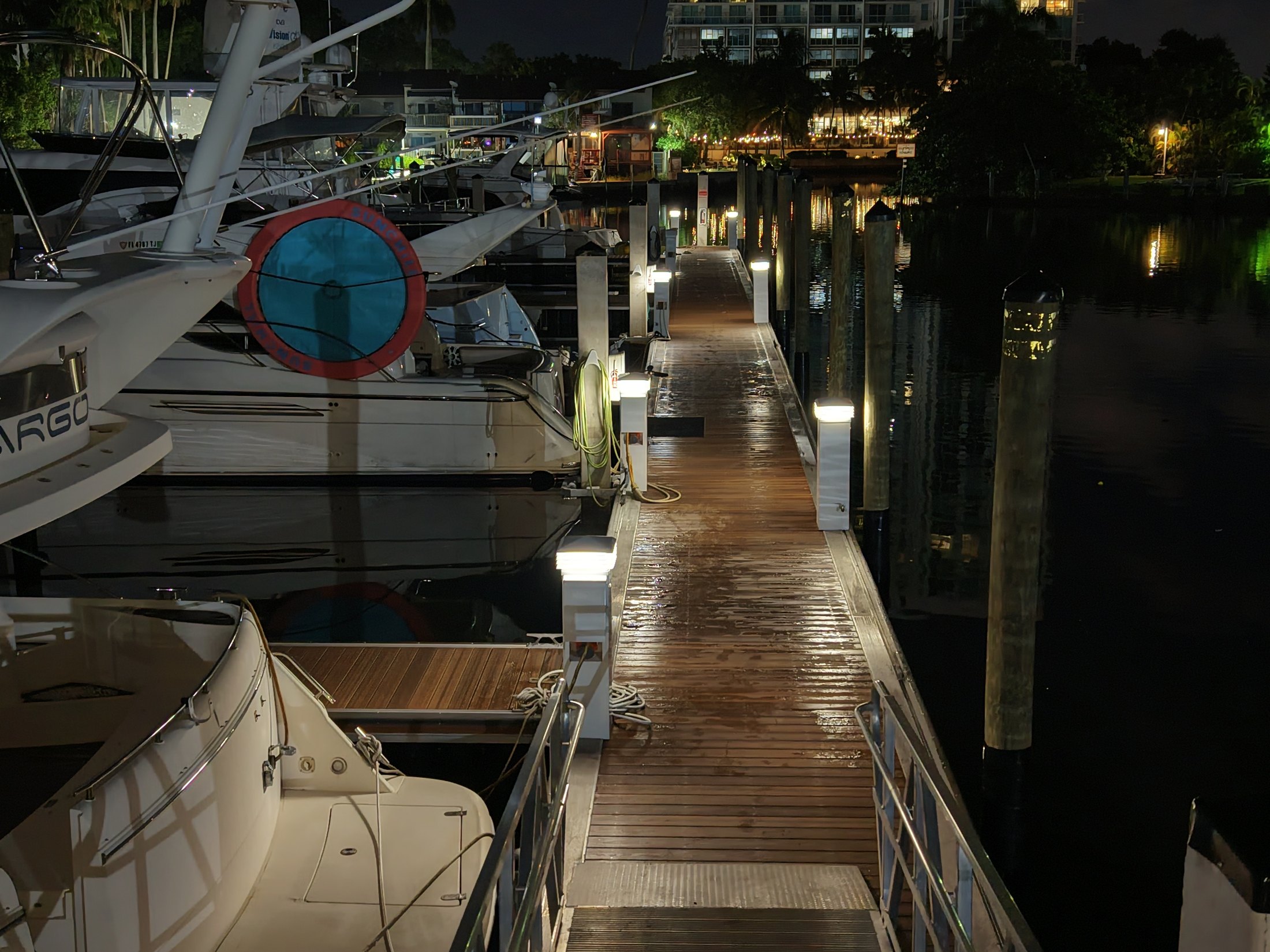 Floating dock walkway and marina electrical system